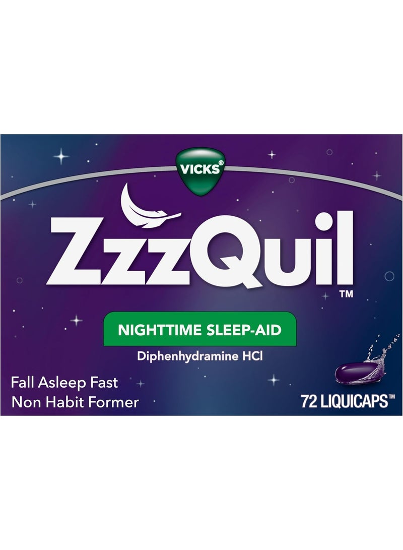 ZzzQuil, Nighttime Sleep Aid Liquid Capsules, 25 mg, 72 Liquid Capsules - Image 1