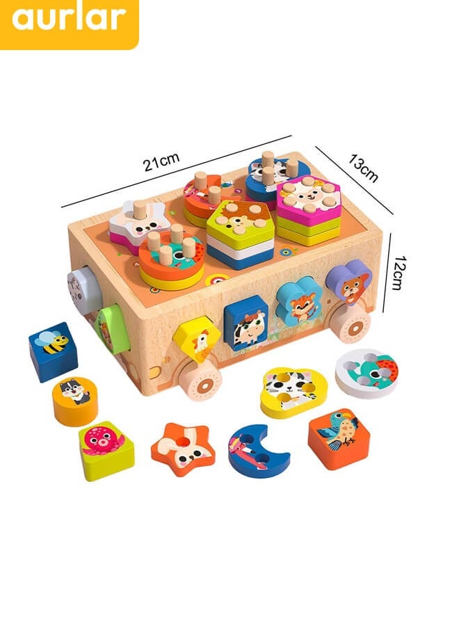 Aurlar Montessori Wooden Shape Sorter Car - Interactive Educational Toy for Toddlers 2-5, Fine Motor Skills and Cognitive Development, Perfect Gift for Boys & Girls - Image 5