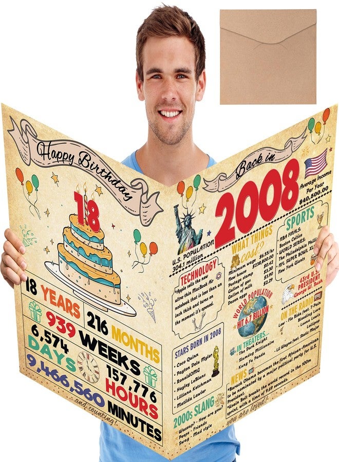 FANCYLUCKY Happy 18th Birthday Card Gifts for Him Her, Retro 18th Birthday Decorations for Boys Girls, Best Gifts for 18 Year Old Son Daughter - Image 1