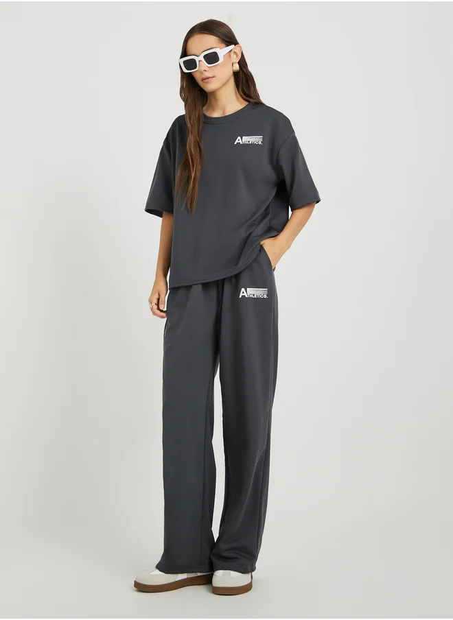Take Two Take Two Typography Printed Short Sleeve T-Shirt and Joggers Co-Ords