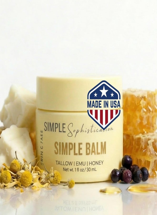 Simple Sophistication Tallow Emu Honey Balm | Nourishing Face & Body Moisturizer with Manuka Honey & Emu Oil, Non-Greasy Natural Skincare (Simple Balm with Chamomile + Red fruit - Image 1