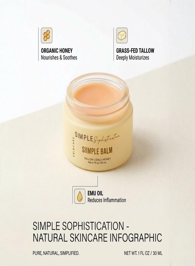 Simple Sophistication Tallow Emu Honey Balm | Nourishing Face & Body Moisturizer with Manuka Honey & Emu Oil, Non-Greasy Natural Skincare (Simple Balm with Chamomile + Red fruit - Image 3