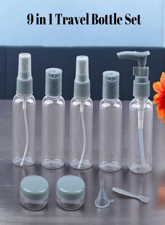 BRAVIK 9 in 1 Travel Bottles Kit Refillable Toiletry Containers Set for Lotion, Shampoo, Cream, Soap Leak Proof Cosmetic Containers, (Cadet Gray) - Image 4