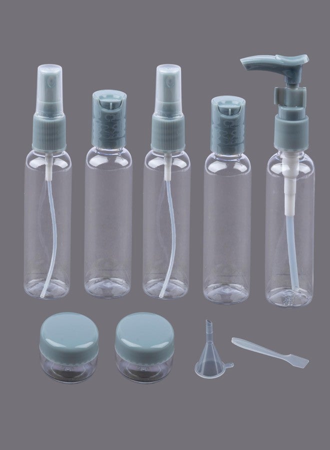 BRAVIK 9 in 1 Travel Bottles Kit Refillable Toiletry Containers Set for Lotion, Shampoo, Cream, Soap Leak Proof Cosmetic Containers, (Cadet Gray) - Image 2