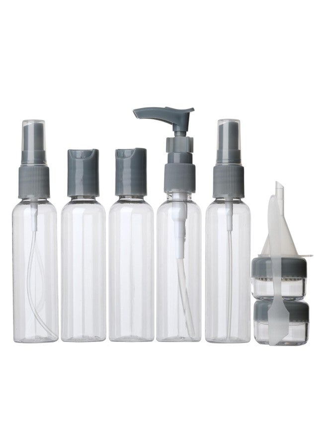 BRAVIK 9 in 1 Travel Bottles Kit Refillable Toiletry Containers Set for Lotion, Shampoo, Cream, Soap Leak Proof Cosmetic Containers, (Cadet Gray) - Image 1