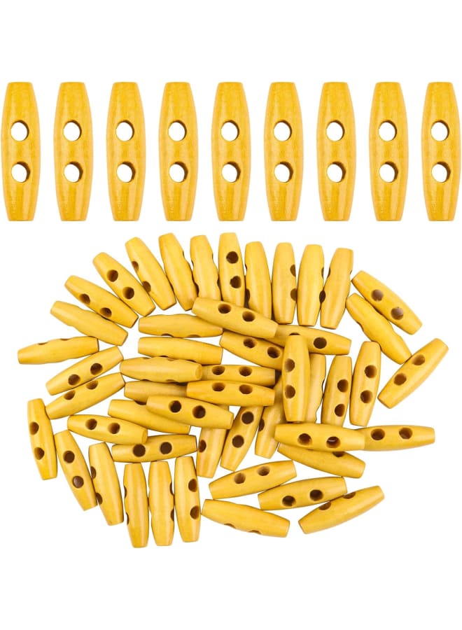 , 50 Wood Buttons 2 Holes Sweater Coats Sewing Horn Toggle  - Image 1