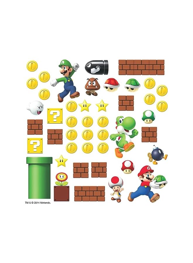 PROMASS Nintendo - Super Mario Build A Scene Wall Decal, Multicolor, 5.715 cm. 5.715 cm by 12.7 cm. 20.32 cm, Set of 45 Pieces - Image 1