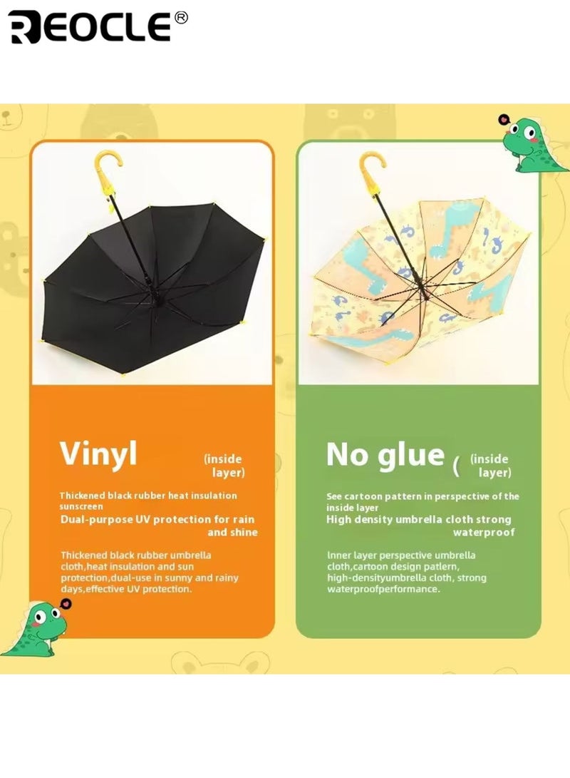 ريوكل مظلة محمولة خفيفة الوزن للأطفال ذات 10 أضلاع مع مقابض قبضة ناعمة متينة وآمنة وسهلة الإمساك مناسبة لطلاب المدارس الابتدائية الاستخدام اليومي للتنقلات المدرسية والأنشطة الخارجية مثالية كغسالة هدايا آمنة للأولاد للبنات للصغار - Image 3
