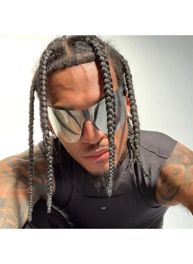 FEISEDY Oversized Rimless Y2K Sunglasses Women Men Futuristic One Pieces Wrap Around Big Shades B9093  - Image 3