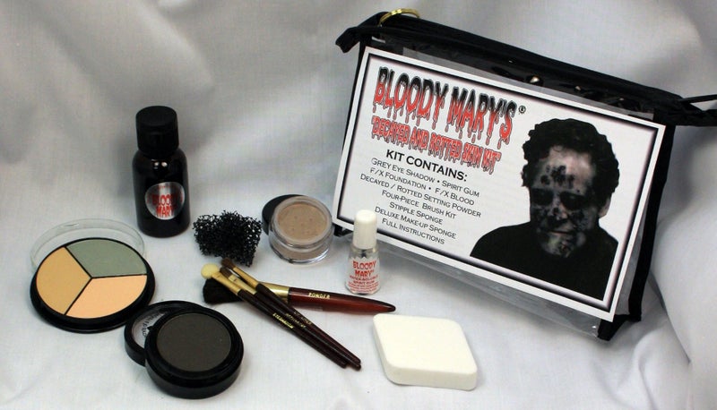 Bloody Mary Decayed  Rotted Skin Special Effects Makeup Kit By Bloody Mary  Halloween Costume SFX Makeup  FX Foundation  Blood Eye Shadow Setting Powder Stipple  Application Sponge 4 Brushes  Spirit Gum