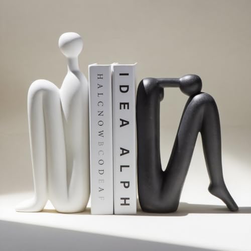 WANCHIY Book Ends Decorative for Shelves- Modern Bookends for Bookshelf Decor, Heavy Duty Book Holder and Book Stopper, Stylish Shelf Decorations and Bookends for Shelves - Image 1