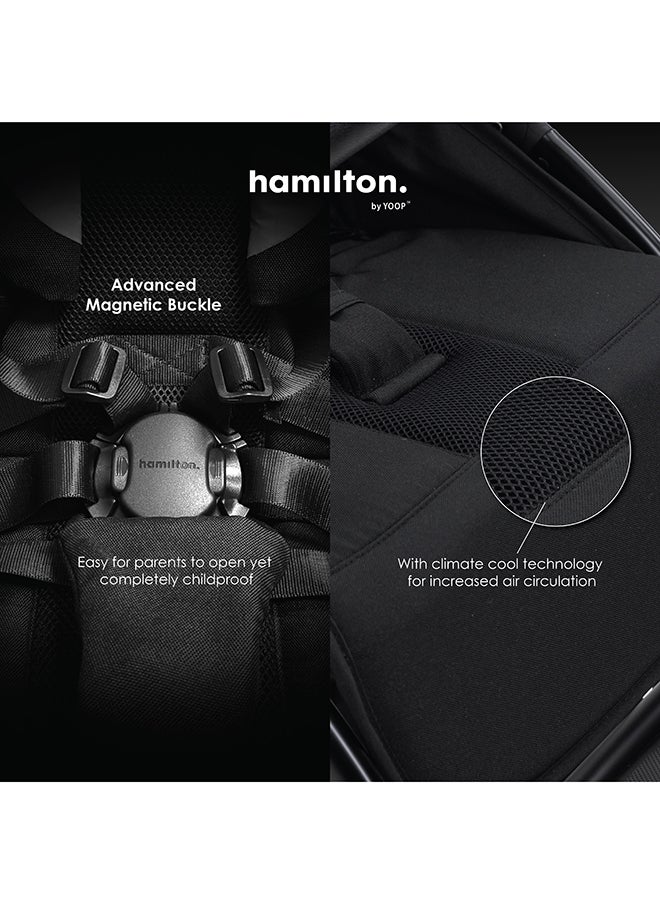 Hamilton - 360° Rotating Seat – MagicFold™ Technology, Foldable, Reflective Wheels with Suspension, Includes Protective Bag and Cup Holder, Adjustable and Manoeuvrable Pushchair – Lightweight Stroller – Folding Buggy – Khaki - Image 1