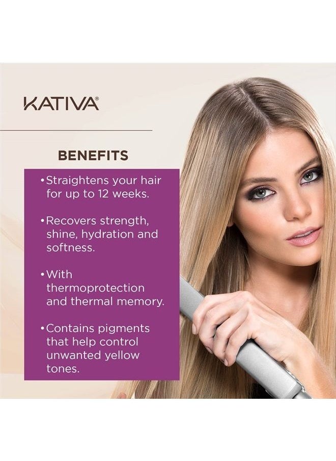 Kativa Brazilian Straightening Blonde Kit, 12 Weeks of Home Use Professional Straightening, with Olive Oil, Citrus Fruits and Keratin, for Straighter, Softer and Shinier Light-Coloured Hair  - Image 2