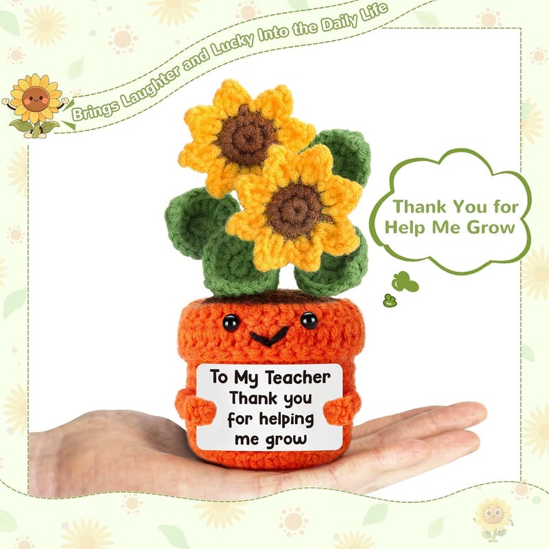 Happy Threads Handmade Crochet Sunflower Plant - Teacher Appreciation Gift - Image 2