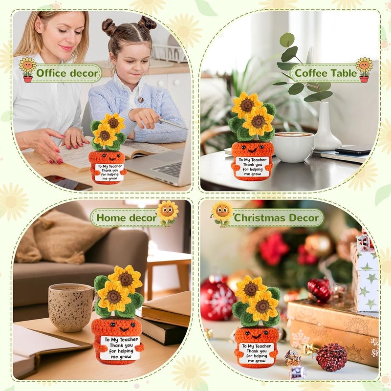 Happy Threads Handmade Crochet Sunflower Plant - Teacher Appreciation Gift - Image 3