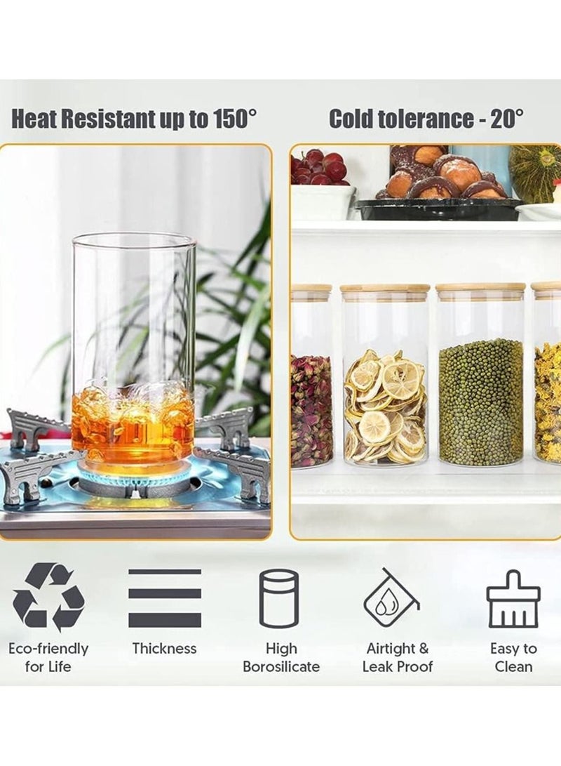 6 piece Glass Storage Jar with Bamboo Lids,Glass Airtight Canisters sets,Spice Jar, Pantry Organization and Storage Containers Ideal for Sugar, Coffee, Cookie, Candy,Cereals (700ml/24.6 oz) - Image 3