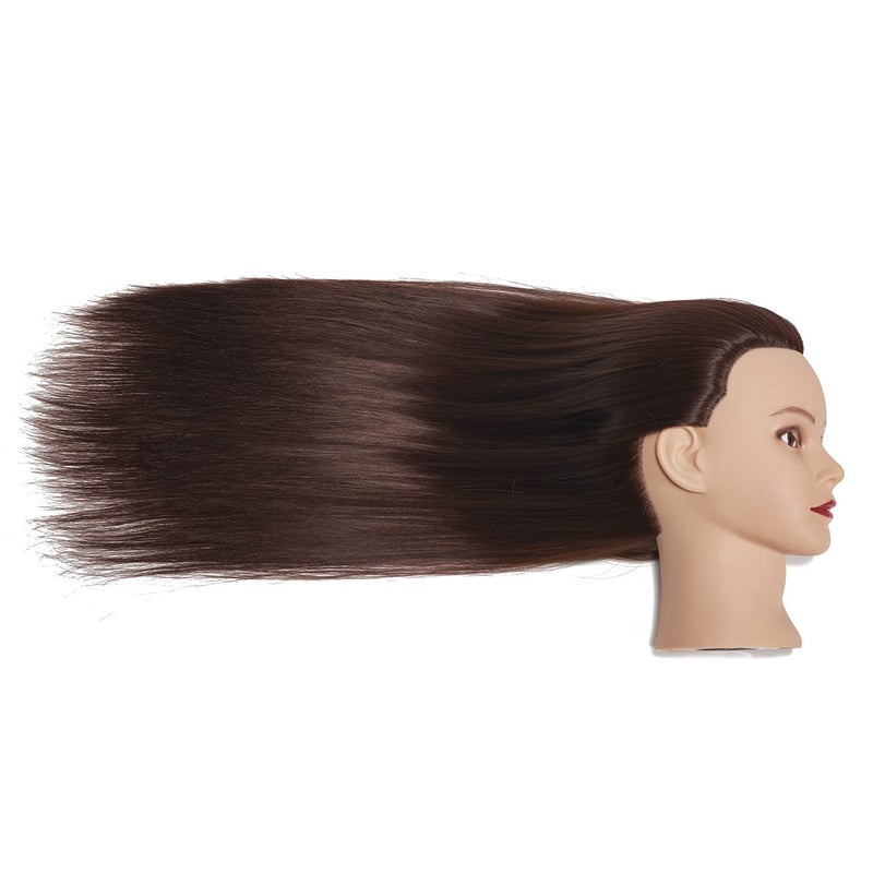 Training Head 26"-28" Mannequin Head Hair Styling Manikin Cosmetology Doll Head Synthetic Fiber Hair Hairdressing Training Model Free Clamp (1711D0420) - Image 4