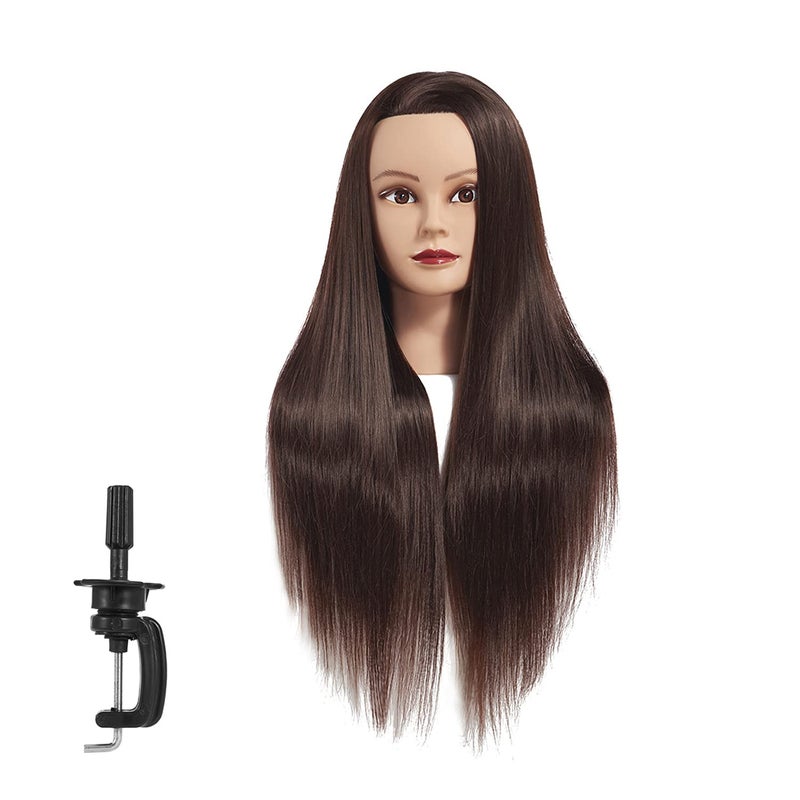 Training Head 26"-28" Mannequin Head Hair Styling Manikin Cosmetology Doll Head Synthetic Fiber Hair Hairdressing Training Model Free Clamp (1711D0420) - Image 2