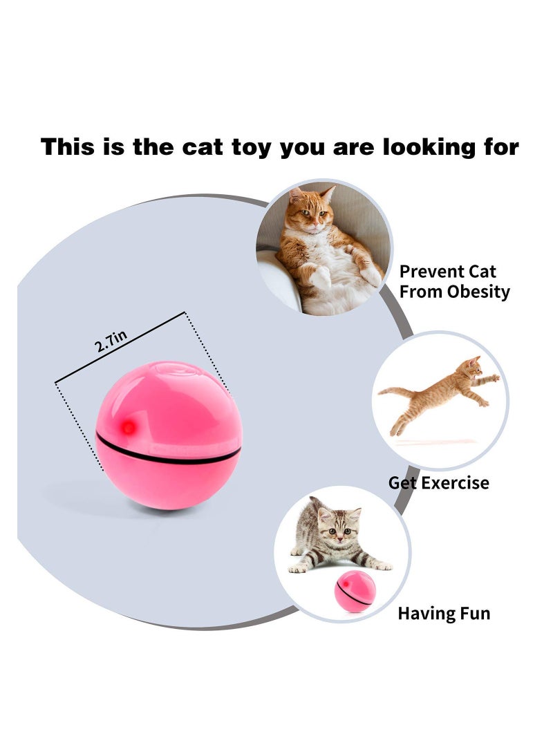 SYOSI Indoor Cat Interactive Toys, 360° Self-Rotating Cat Ball USB Rechargeable Cat Toy LED Flash Light Wicked Ball Kitten Training Smart Ball Indoor Cat Activity Toy for Indoor Cats Kittens Training(Red) - Image 4
