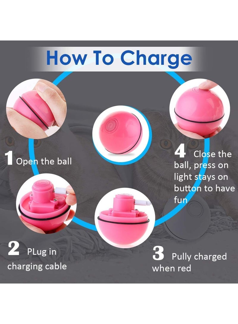 SYOSI Indoor Cat Interactive Toys, 360° Self-Rotating Cat Ball USB Rechargeable Cat Toy LED Flash Light Wicked Ball Kitten Training Smart Ball Indoor Cat Activity Toy for Indoor Cats Kittens Training(Red) - Image 5