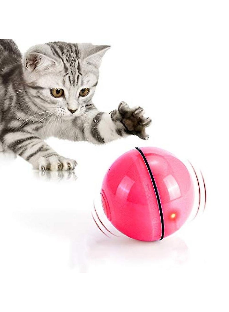 SYOSI Indoor Cat Interactive Toys, 360° Self-Rotating Cat Ball USB Rechargeable Cat Toy LED Flash Light Wicked Ball Kitten Training Smart Ball Indoor Cat Activity Toy for Indoor Cats Kittens Training(Red) - Image 1