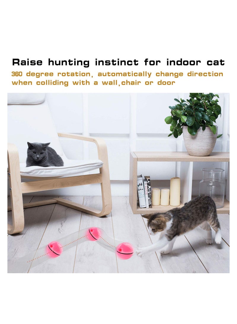 SYOSI Indoor Cat Interactive Toys, 360° Self-Rotating Cat Ball USB Rechargeable Cat Toy LED Flash Light Wicked Ball Kitten Training Smart Ball Indoor Cat Activity Toy for Indoor Cats Kittens Training(Red) - Image 2