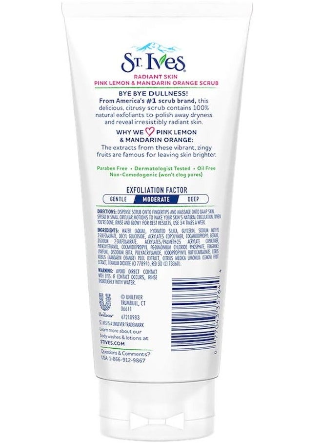 ST. Ives Even And Bright Pink Lemon And Mandarin Orange Face Scrub 6 Oz