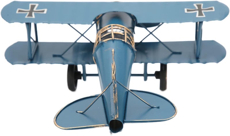 GOWENIC Vintage Biplane Handicraft Retro Airplane Model Metal Iron Aircraft Toy for Home Decoration, Bright 3-Color Modern Ornament for Model Aircraft Enthusiasts, 3.5in Height (Blue) - Image 3