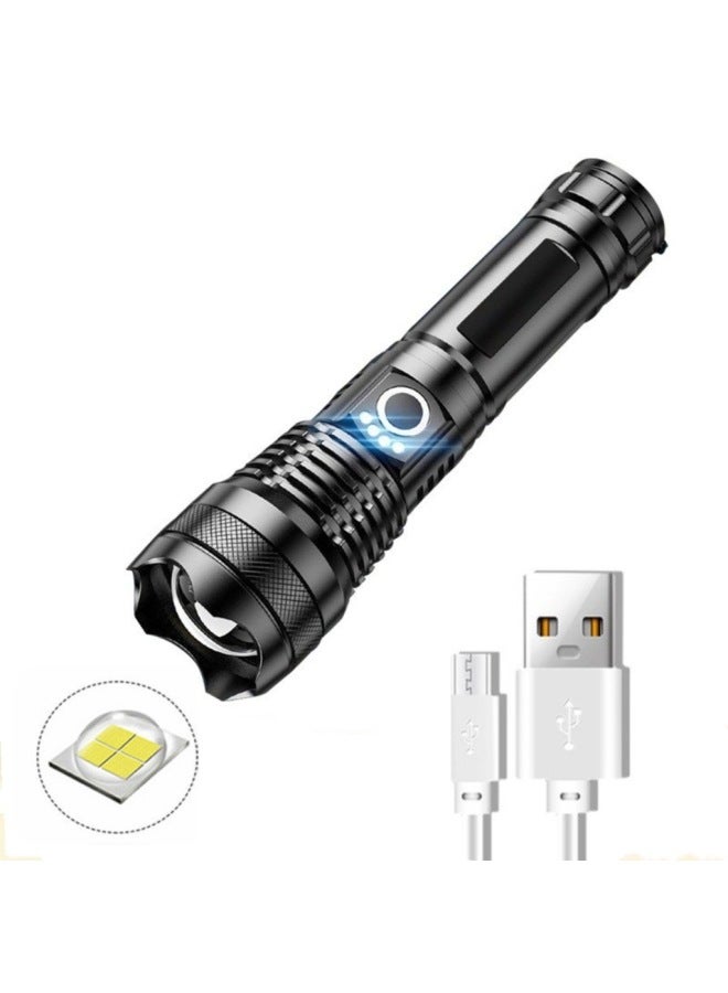 Telescopic Flashlight P50 Aluminum Alloy Flashlight Power Display USB Charging Zoom Flashlight-Color:X71 Flashlight White Box (batteries Not Included)  - Image 1