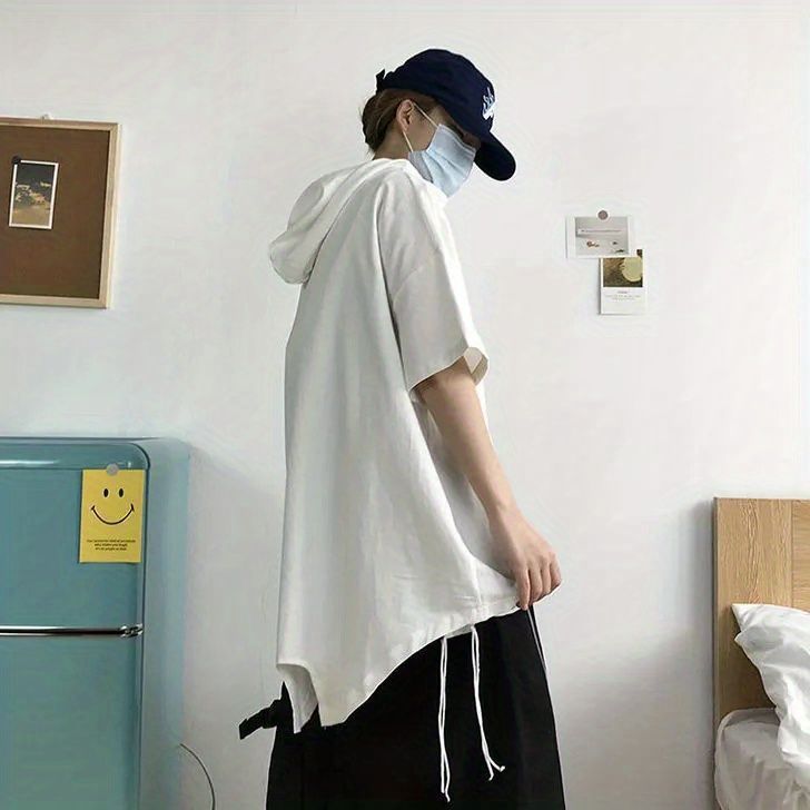 Famous craftsman American short-sleeved T-shirt men's fashion brand ins summer thin loose half-sleeve fashion half-zipper hooded - Image 5