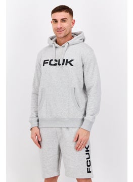 French Connection Men 2 Pcs Brand Logo Hooded Sweatshirts And Short Set, Light Grey  - Image 1
