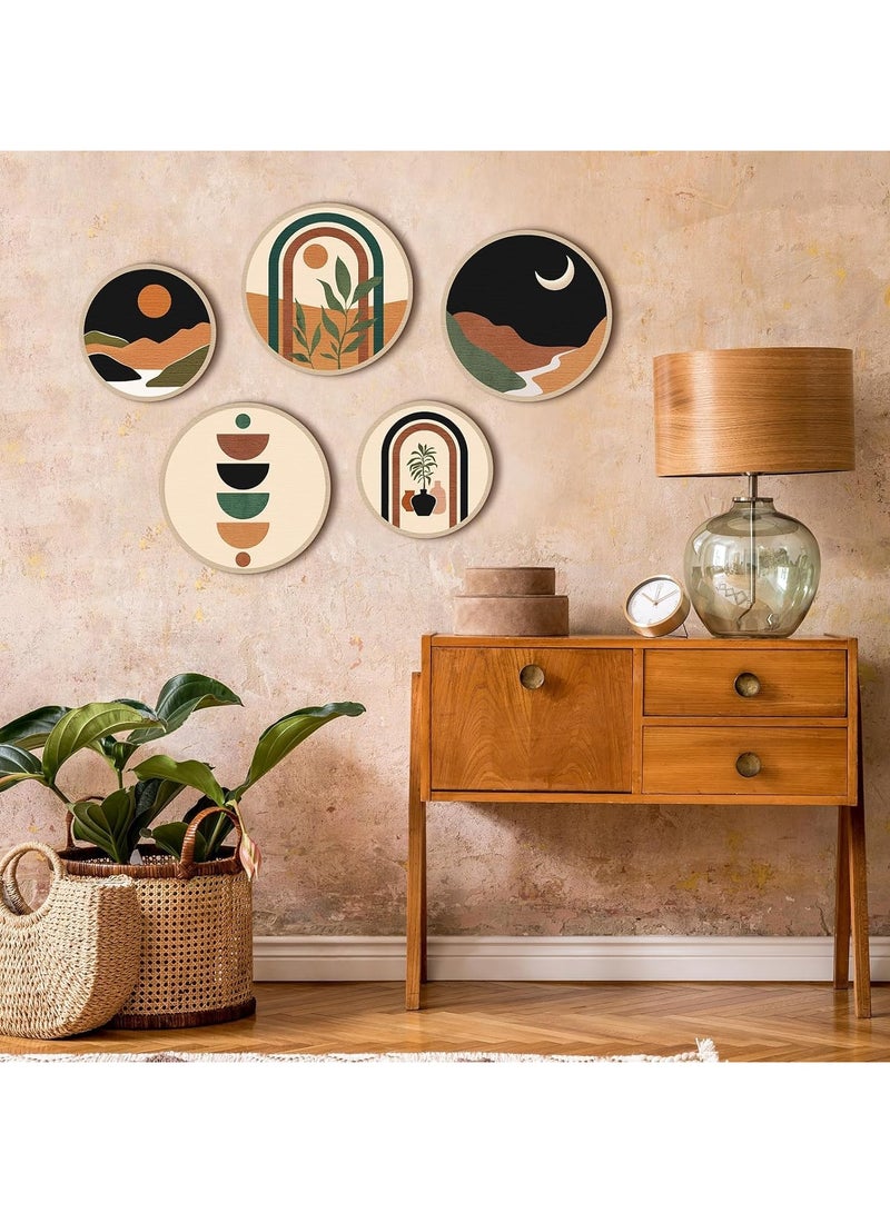 رات سو 5 قطع بوهو فن فن الديكور -غرفة المعيشة الخشبية ديكور الجدران، البوهيمية هندسية معلقة ديكور المزرعة، غرفة النوم، شقة، المكتب، مجموعة فن الحائط الجمالي - Image 5