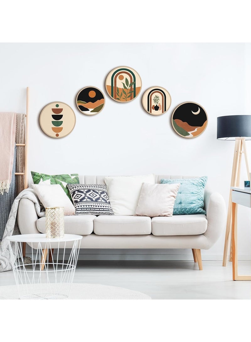 رات سو 5 قطع بوهو فن فن الديكور -غرفة المعيشة الخشبية ديكور الجدران، البوهيمية هندسية معلقة ديكور المزرعة، غرفة النوم، شقة، المكتب، مجموعة فن الحائط الجمالي - Image 1