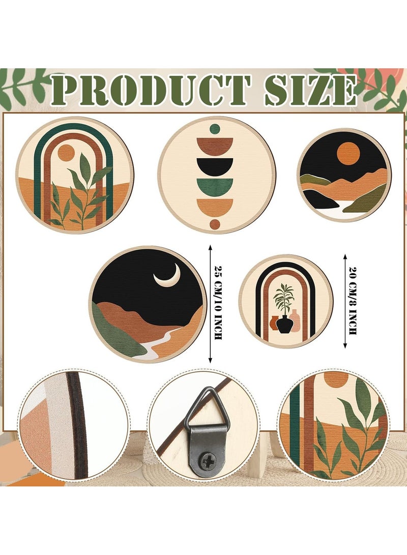 رات سو 5 قطع بوهو فن فن الديكور -غرفة المعيشة الخشبية ديكور الجدران، البوهيمية هندسية معلقة ديكور المزرعة، غرفة النوم، شقة، المكتب، مجموعة فن الحائط الجمالي - Image 3