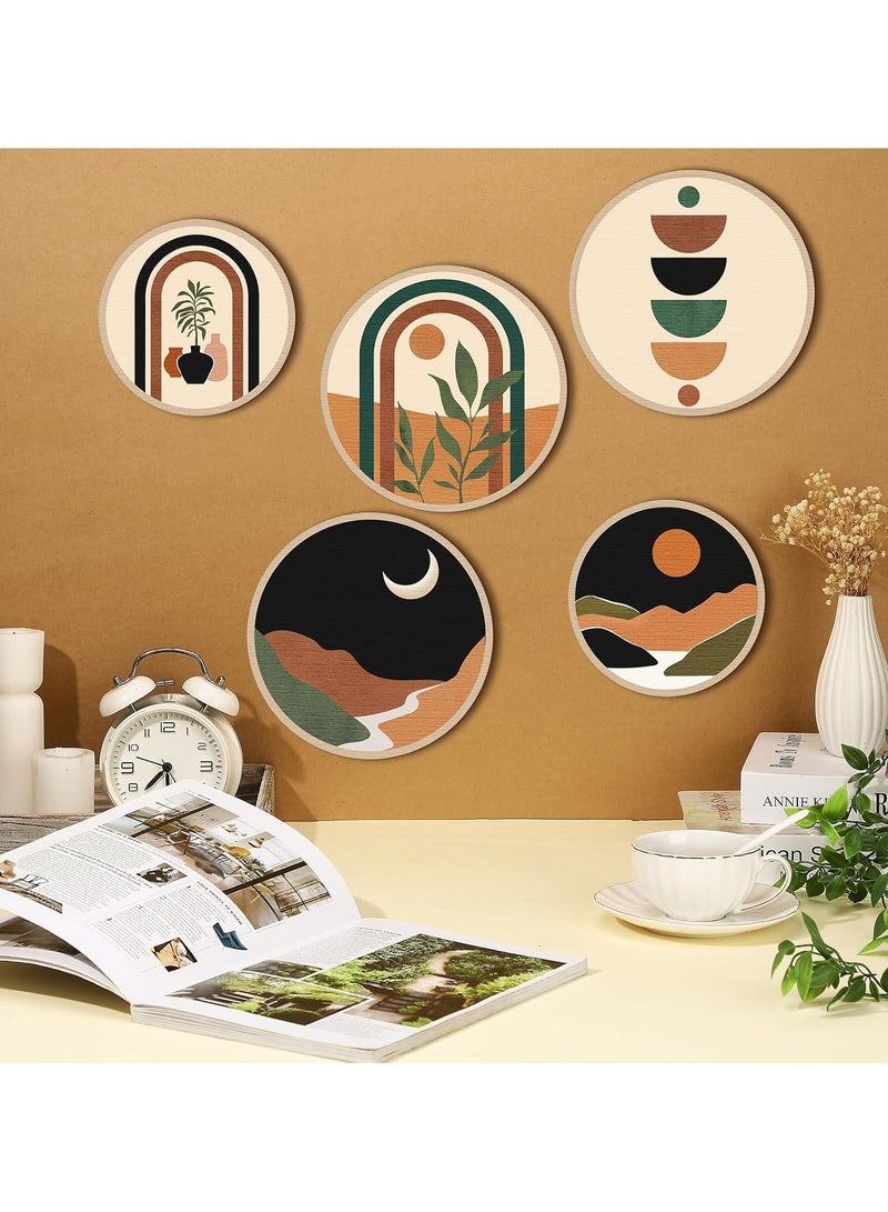 رات سو 5 قطع بوهو فن فن الديكور -غرفة المعيشة الخشبية ديكور الجدران، البوهيمية هندسية معلقة ديكور المزرعة، غرفة النوم، شقة، المكتب، مجموعة فن الحائط الجمالي - Image 4
