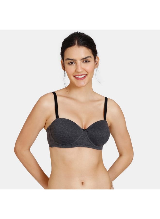 zivame Zivame Solid Padded Balconette Bra with Hook and Eye Closure  - Image 1