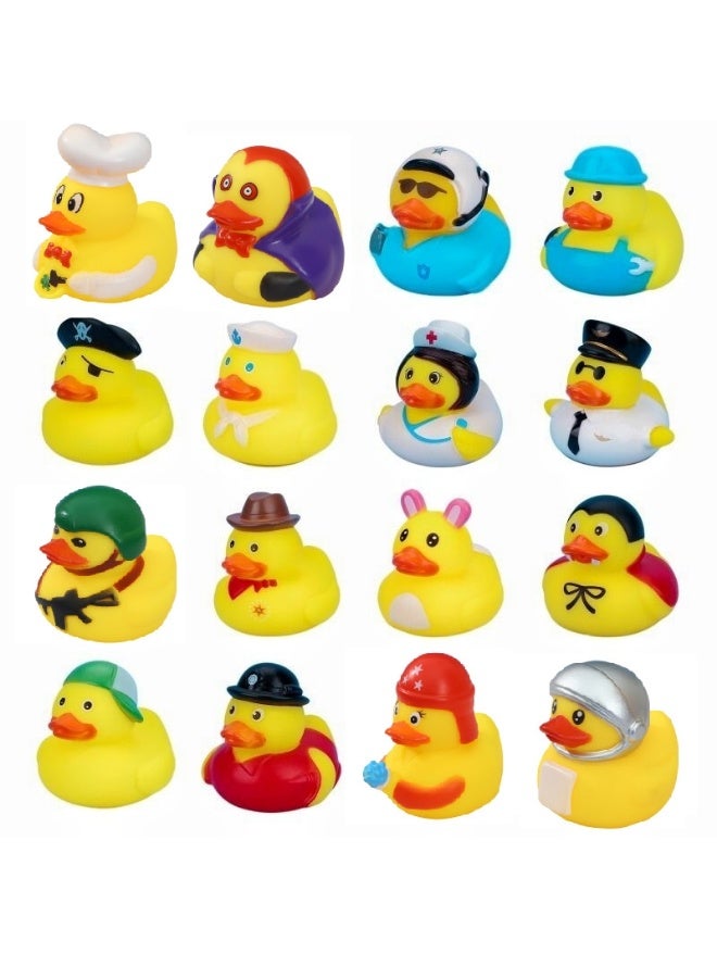 16 Pcs cute rubber bath ducks , different styles Rubber Duck Squeak Ducks ,Baby Shower Toy for Toddlers Boys Girls - Image 1