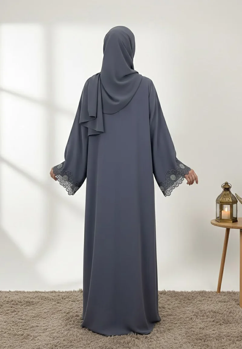 NUKHBAA  Layla Lace Abaya with matching inner – Nida Fabric-2P836 for Women | Best Price UAE