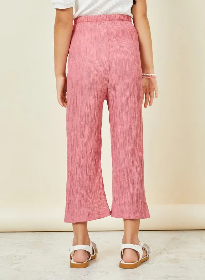 ستايلي High Rise Stripe Textured Linen Pants