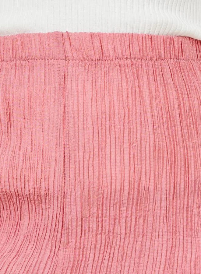 ستايلي High Rise Stripe Textured Linen Pants