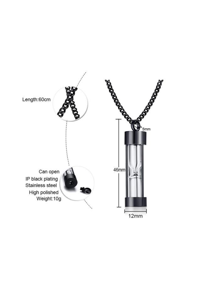 Stainless Steel Glass Hourglass Urn Openable Pendant Perfume Bottle Men And Women's Box Leakage Sand Necklace Pn979