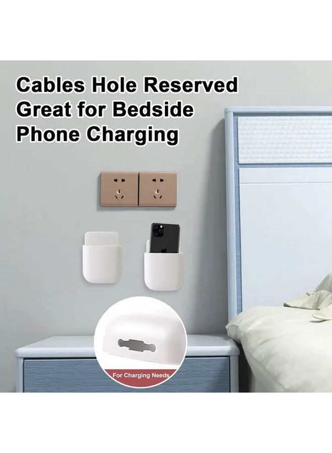 White 3Pcs Wall Mounted No Drill Remote Control Holder Self Adhesive Phone Organizer For Home Office - Image 3