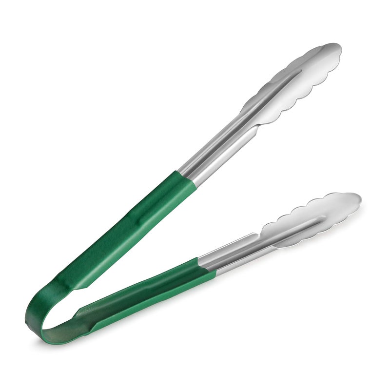 New Star Foodservice New Star Foodservice 35766 12Inch Utility Spring Tongs Stainless Steel Vinyl Coated Set of 12 Green 
