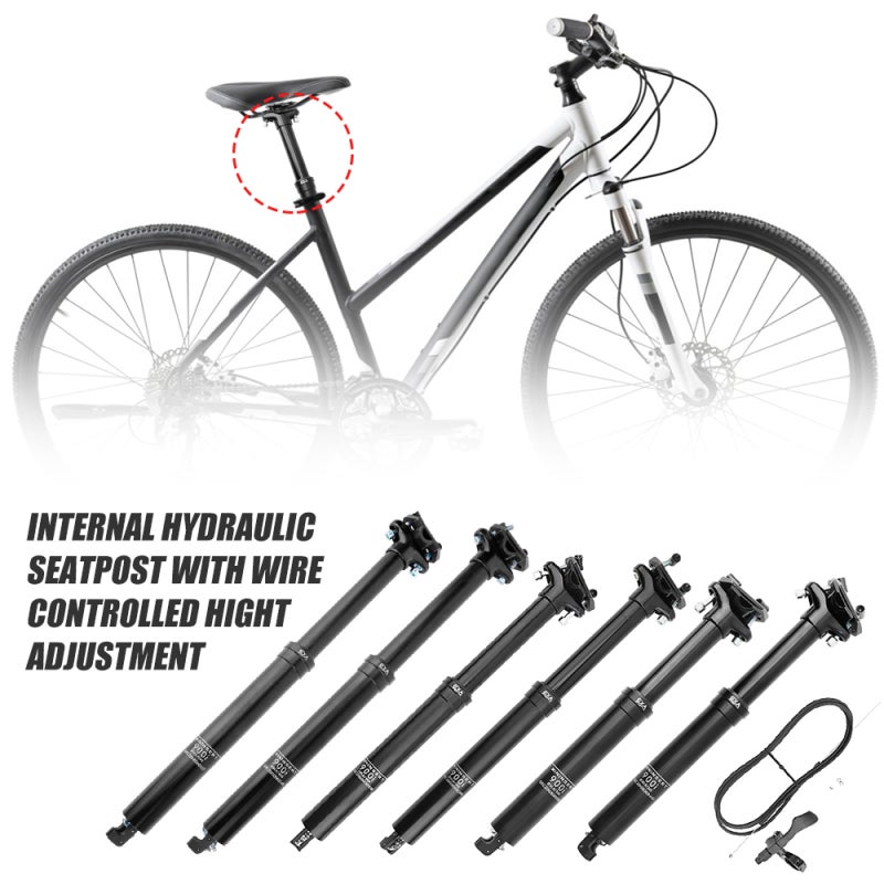 EXAFORM 30.9mm/31.6mm Mountain Bike Seatpost with Adjustable Height MTB Cable Controlled Hydraulic Seatpost Remote Internal Inner Cable Routing Bicycle Seat Post - Image 4