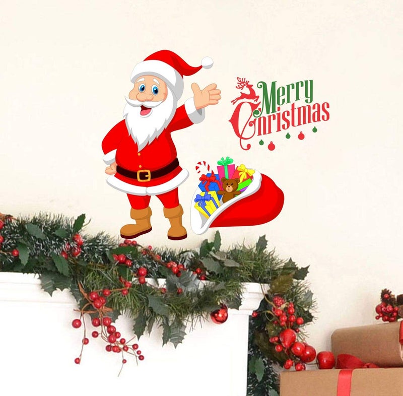 DecorVilla Decor Villa PVC Vinyl Christmas 3D Wall Sticker JUST Peel Stick New Modern Art Trendy Wall Stickers for Home Decoration Living RoomOffice Bedroom etc Size 58 CM X 55 CM Multicolor - Image 1