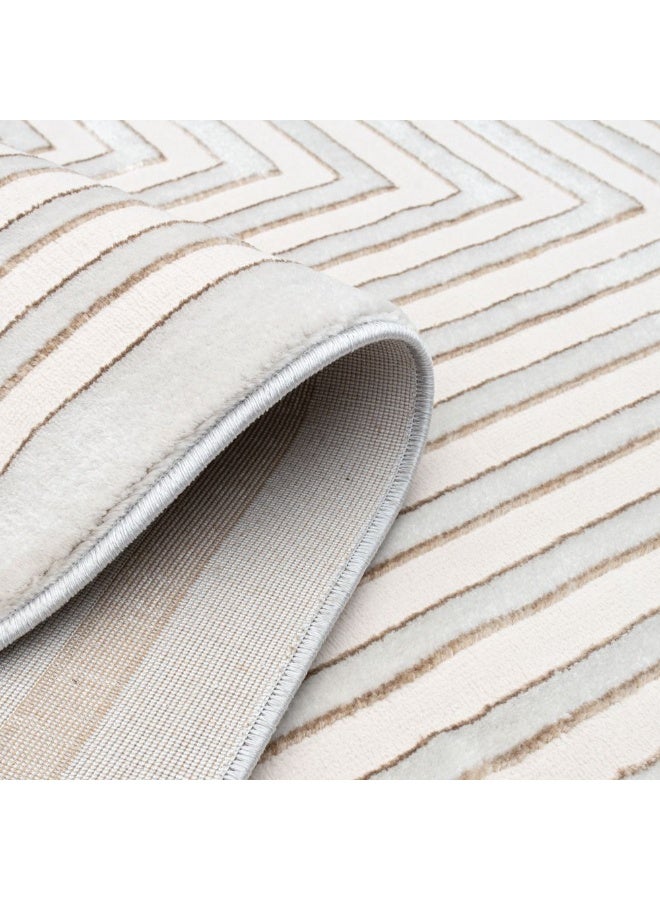 DANUBE HOME Harmony Modern Geometrics Rug | Washable Modern Rugs Style | Polypropylene + Polyester Area Rug Floor Covering | Indoor Carpet For Living Room Dining Bedroom 240X340cm-White - Image 3