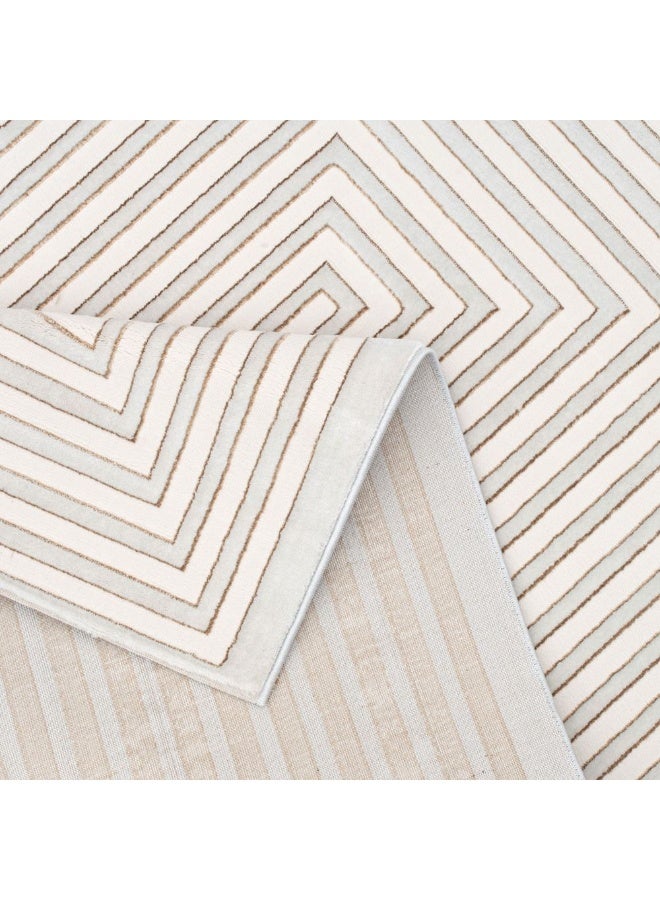 DANUBE HOME Harmony Modern Geometrics Rug | Washable Modern Rugs Style | Polypropylene + Polyester Area Rug Floor Covering | Indoor Carpet For Living Room Dining Bedroom 240X340cm-White - Image 5