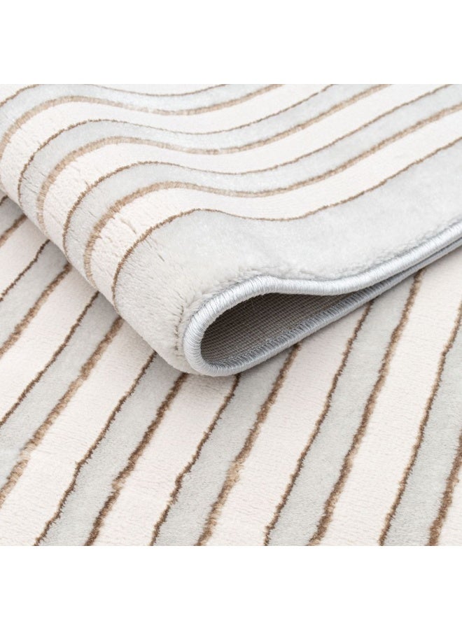 DANUBE HOME Harmony Modern Geometrics Rug | Washable Modern Rugs Style | Polypropylene + Polyester Area Rug Floor Covering | Indoor Carpet For Living Room Dining Bedroom 240X340cm-White - Image 4