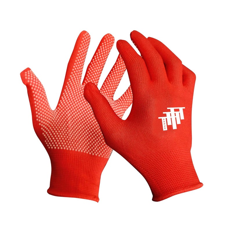 Troft قفازات قطنية (مضادة للانزلاق) مع نقاط PVC للتنس فقط للكرة اللينة (أحمر) | عبوة من 1 - Image 1