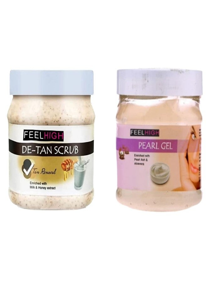 Feelhigh Face & Body De tan Tan Removal Scrub & Pearl Gel -Skin care Products (2 Items in the set) - Image 1